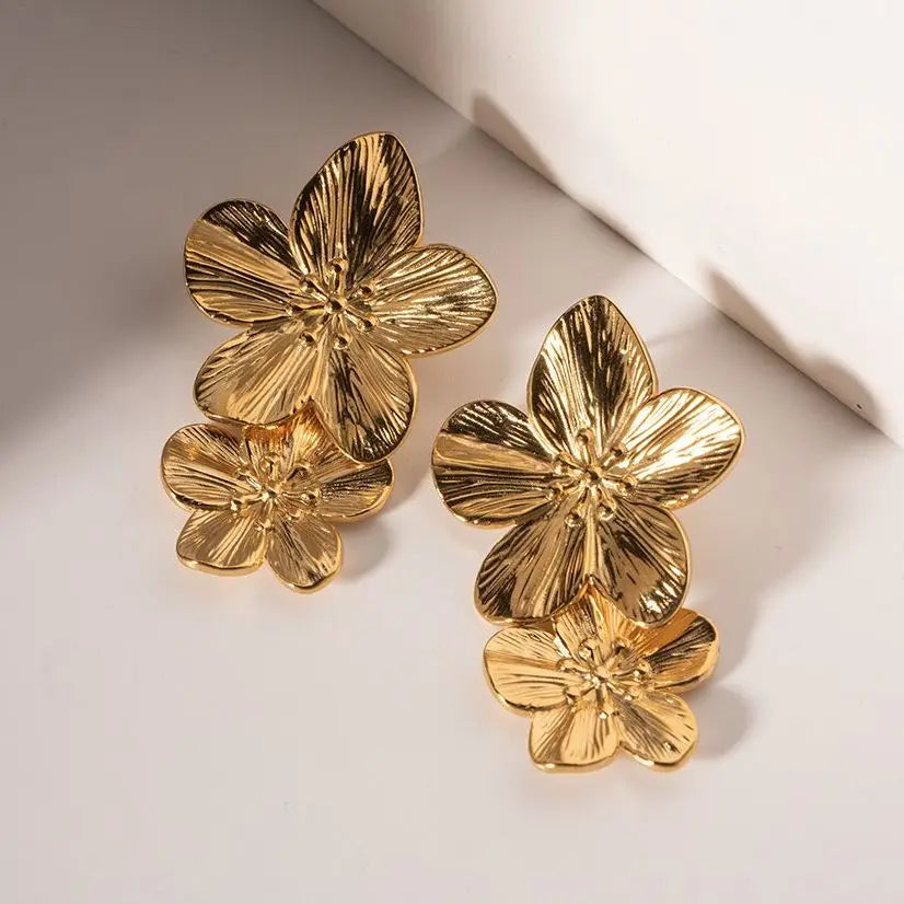 Gouden Bloem Oorbellen