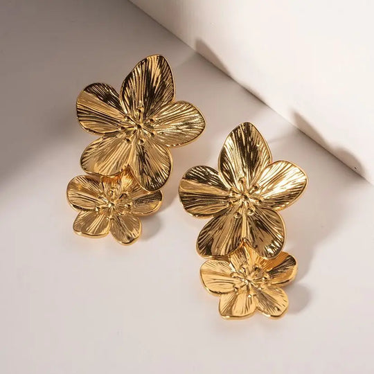 Gouden Bloem Oorbellen