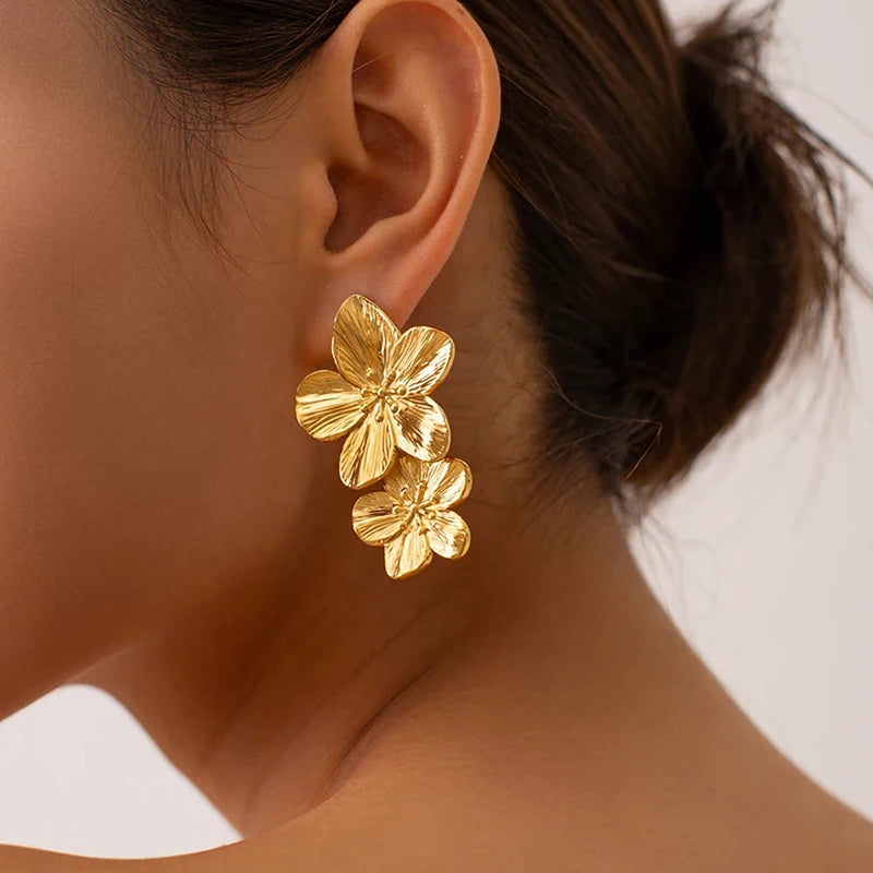 Gouden Bloem Oorbellen