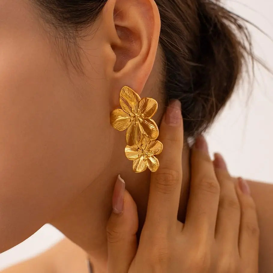 Gouden Bloem Oorbellen