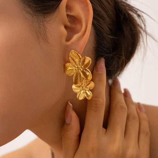 Gouden Bloem Oorbellen