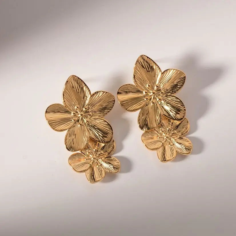 Gouden Bloem Oorbellen