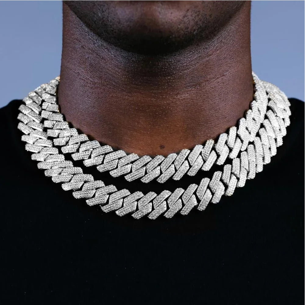 18K 20mm Iced Out Prong Cuban Chain Necklace | DRIP YOUR STYLE