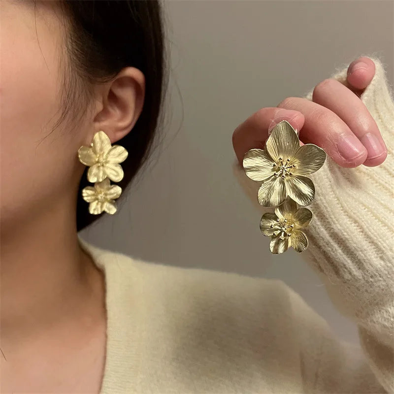 Gouden Bloem Oorbellen